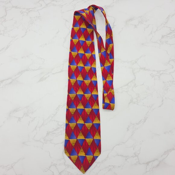 Jerry Garcia Tie Mens Silk Geometric Diamond Stonehenge Hand Sewn Made in USA - Picture 6 of 6